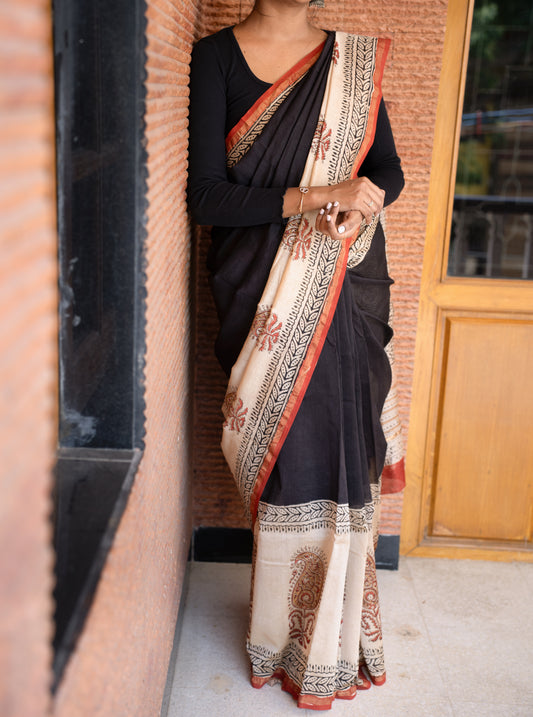 Handblock printed Chanderi silk cotton
