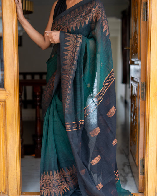 Handwoven Linen by Linen Jamdani Saree