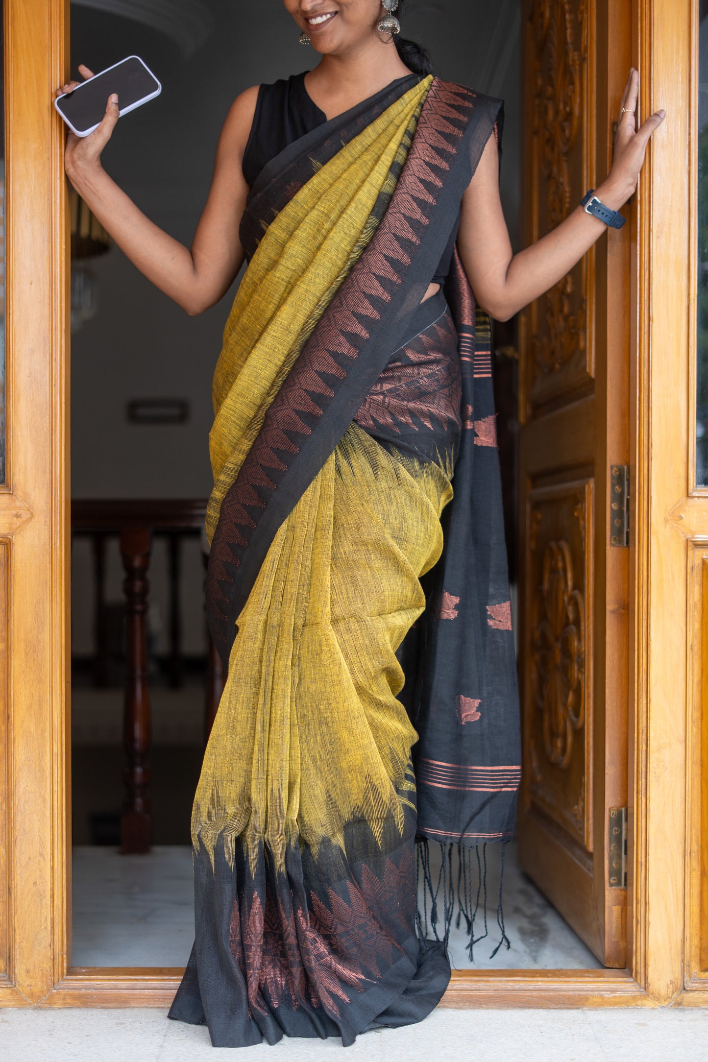 Handwoven Linen by Linen Jamdani Saree