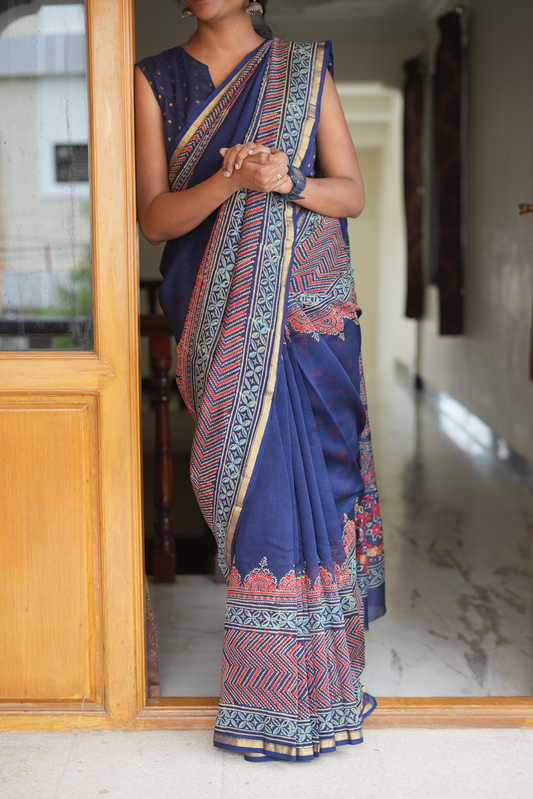 Morni Blue Chanderi Prints