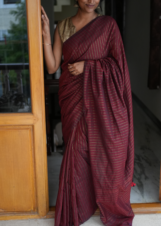 Khadi Stripes - Maroon