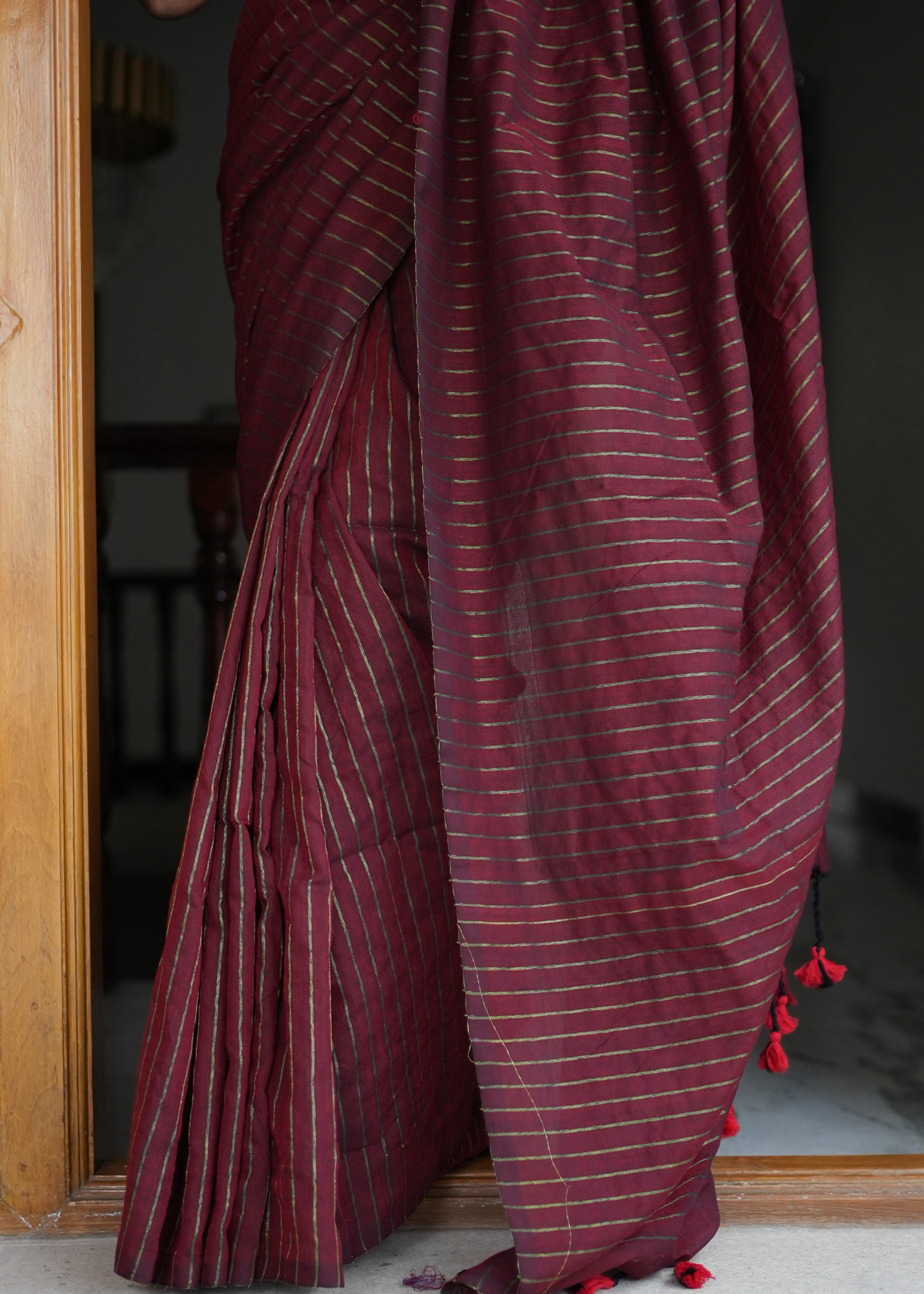 Khadi Stripes - Maroon