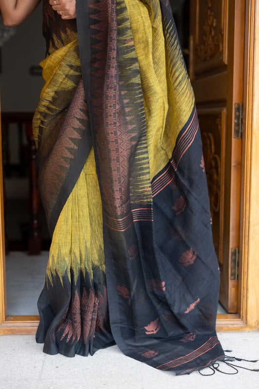 Handwoven Linen by Linen Jamdani Saree