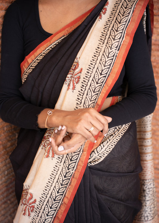 Handblock printed Chanderi silk cotton