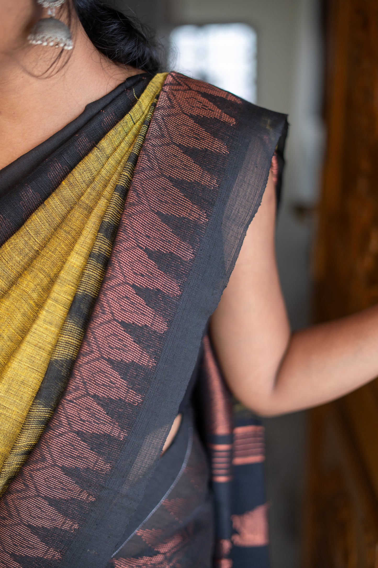 Handwoven Linen by Linen Jamdani Saree