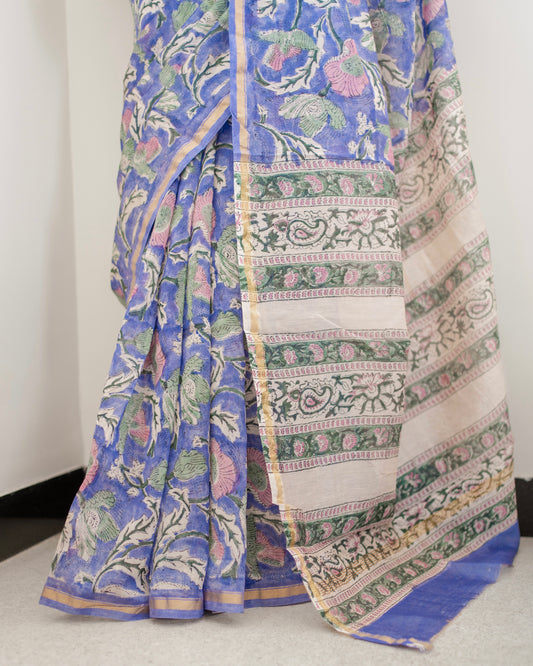 Handblock printed Chanderi Silk cotton