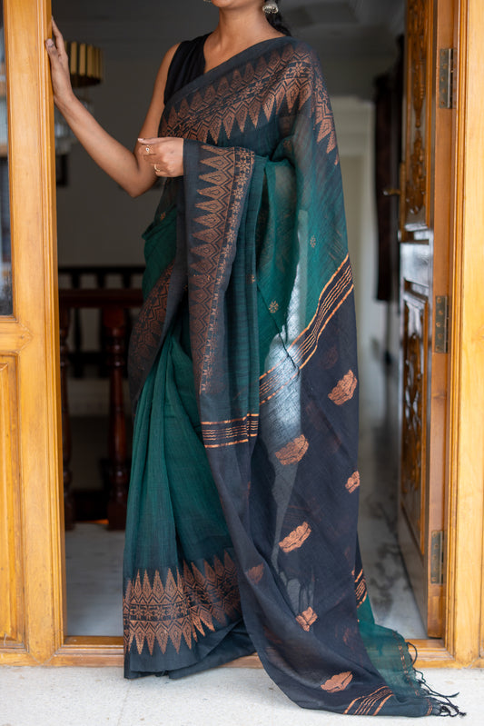 Handwoven Linen by Linen Jamdani Saree